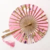 Japanese Round Folding Fan Portable Bamboo Hand Fan
