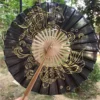 Japanese Round Bamboo Hand Fan Silk Tassel Collapsible