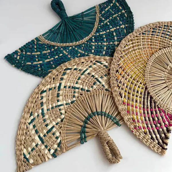 Japanese Style Handwoven Straw Fan Decorative Wall Decor