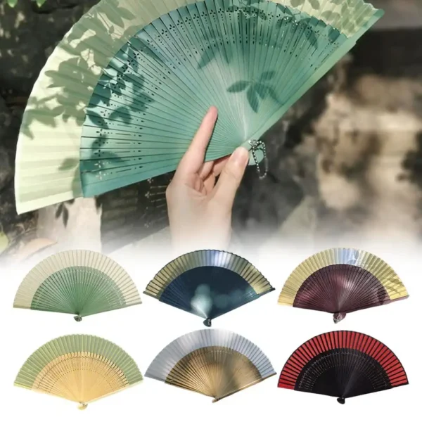 Japanese Silk Bamboo Folding Fan Color Changing Dance