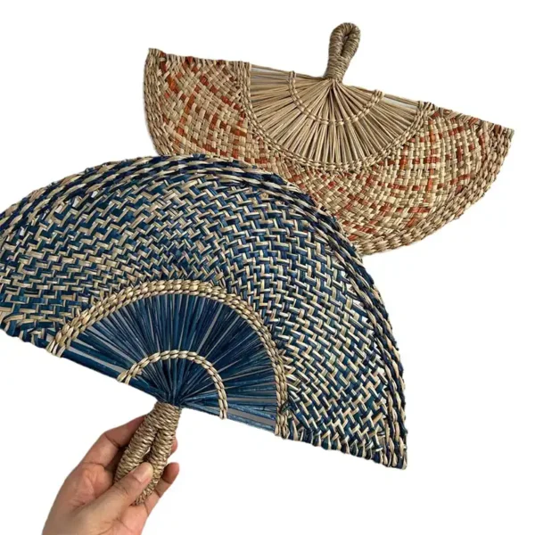 Japanese Style Handwoven Straw Fan Decorative Wall Decor
