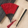 Japanese Bamboo Lace Folding Fan Retro Decorative Hand
