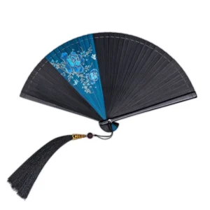 Japanese Black Bamboo Folding Fan Classical Dance Props