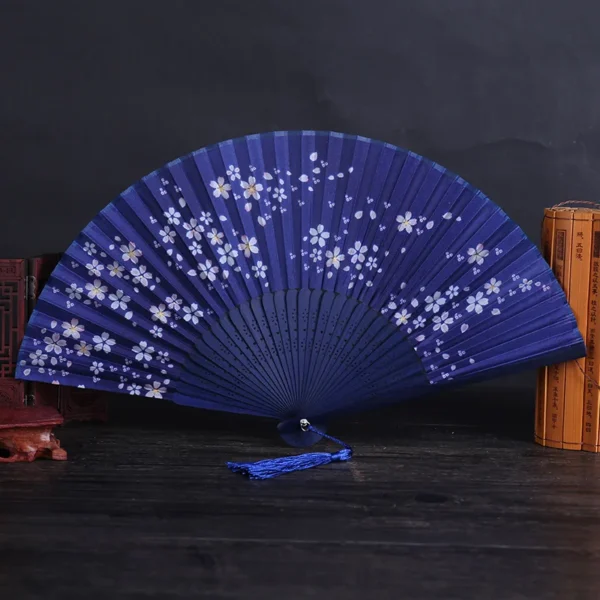 Japanese Silk Bamboo Folding Hand Fan