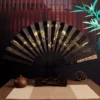 Japanese Large Folding Fan Men Retro Laser Engraved