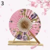 Japanese Round Folding Fan Portable Bamboo Hand Fan