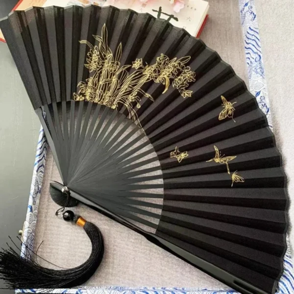 Japanese 8-inch Bamboo Folding Fan Green Forest Male