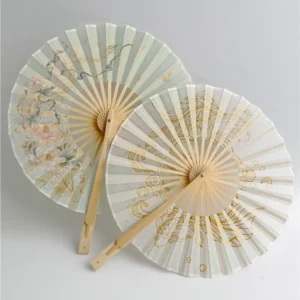 Japanese Round Bamboo Hand Fan Silk Tassel Collapsible