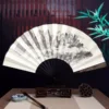Japanese Large Folding Fan Men Retro Laser Engraved