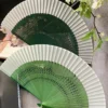 Japanese Ancient Style Dance Fan Bamboo Folding Green