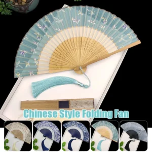 Japanese Vintage Silk Folding Fan Tassel Wedding Dance