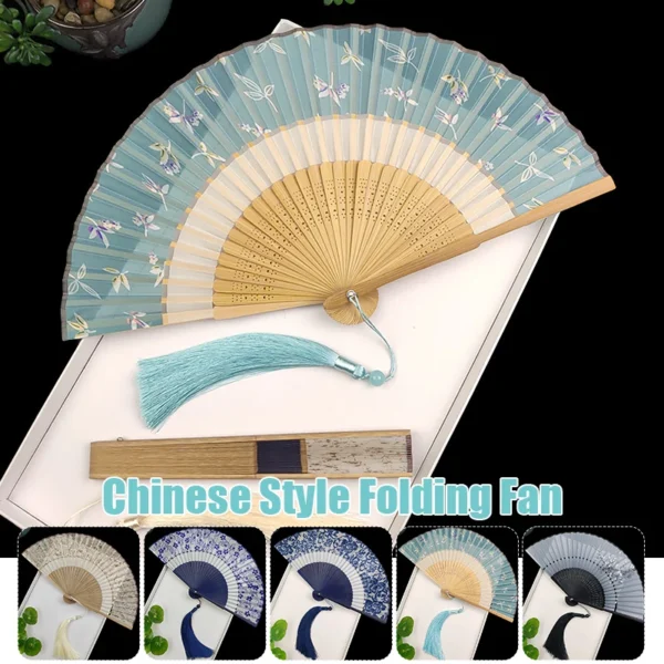 Japanese Vintage Silk Folding Fan Tassel Wedding Dance