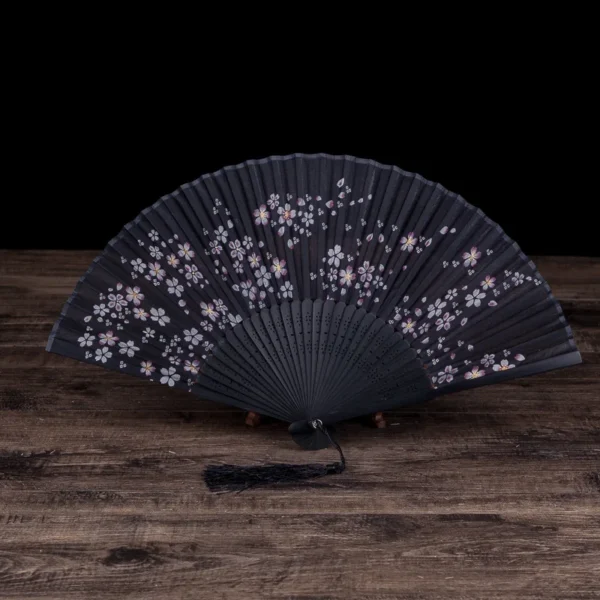 Japanese Silk Bamboo Folding Hand Fan