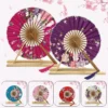Japanese Round Folding Fan Portable Bamboo Hand Fan
