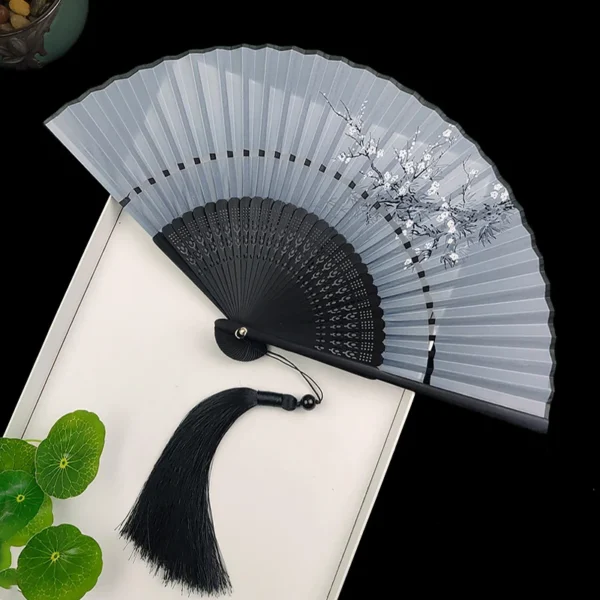 Japanese Vintage Silk Folding Fan Tassel Wedding Dance