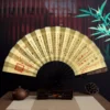 Japanese Large Folding Fan Men Retro Laser Engraved