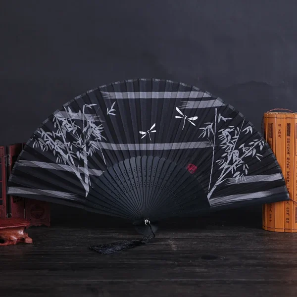 Japanese Silk Bamboo Folding Hand Fan
