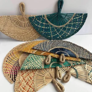 Japanese Style Handwoven Straw Fan Decorative Wall Decor