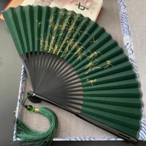 Japanese 8-inch Bamboo Folding Fan Green Forest Male