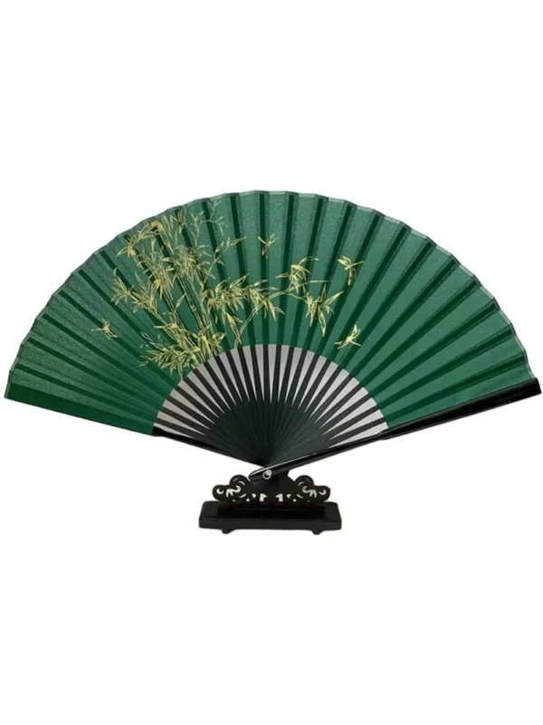 Japanese 8-inch Bamboo Folding Fan Green Forest Male