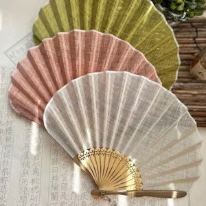 Japanese Shell Shaped Silk Folding Fan