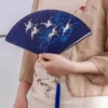 Japanese Black Bamboo Folding Fan Classical Dance Props
