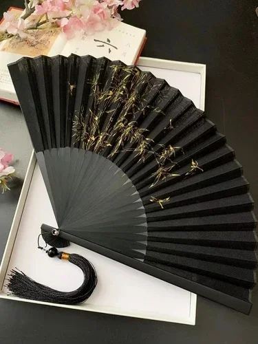 Japanese 8-inch Bamboo Folding Fan Green Forest Male