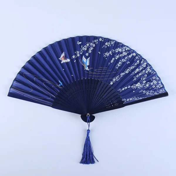 Japanese Silk Bamboo Folding Hand Fan