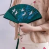 Japanese Black Bamboo Folding Fan Classical Dance Props