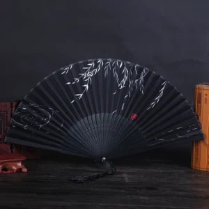 Japanese Silk Bamboo Folding Hand Fan