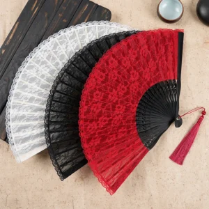 Japanese Bamboo Lace Folding Fan Retro Decorative Hand
