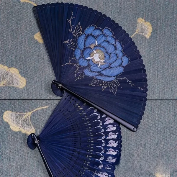 Japanese Black Bamboo Folding Fan Classical Dance Props