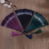 Japanese Color Changing Bamboo Silk Folding Fan with Tassel