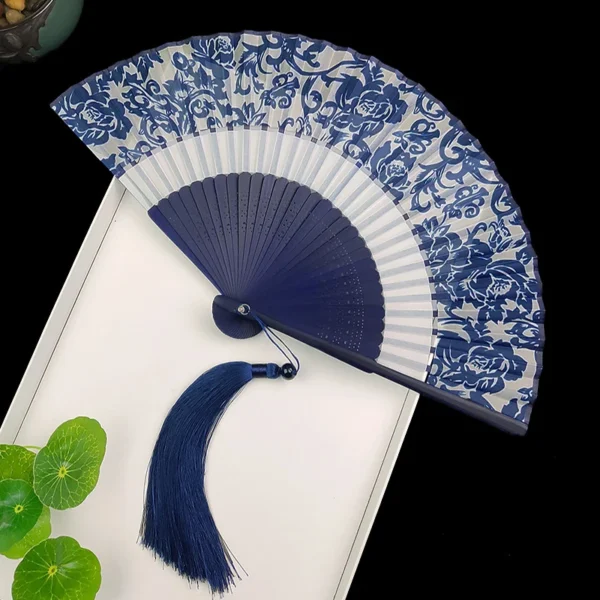 Japanese Vintage Silk Folding Fan Tassel Wedding Dance