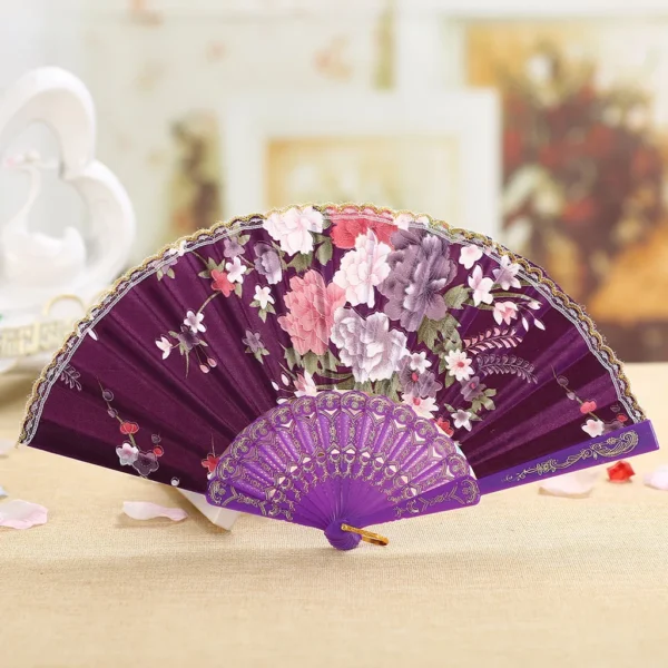 Japanese Silk Folding Fan Traditional Dance Wedding Hand Fan