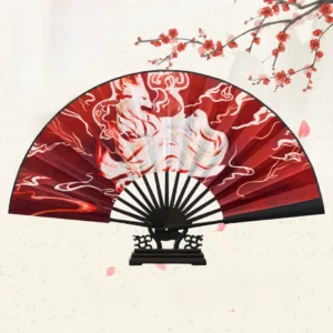 Japanese Nine-Tailed Fox Lace Folding Fan