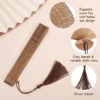 Japanese Bamboo Folding Fan Vintage Style with Tassel